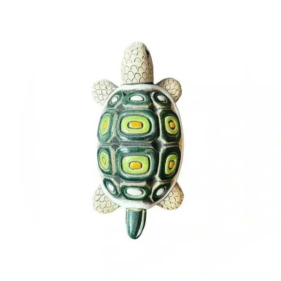Vintage Artesania Rinconada Uruguay Green Turtle Art Pottery Figurine Signed - Picture 10 of 11